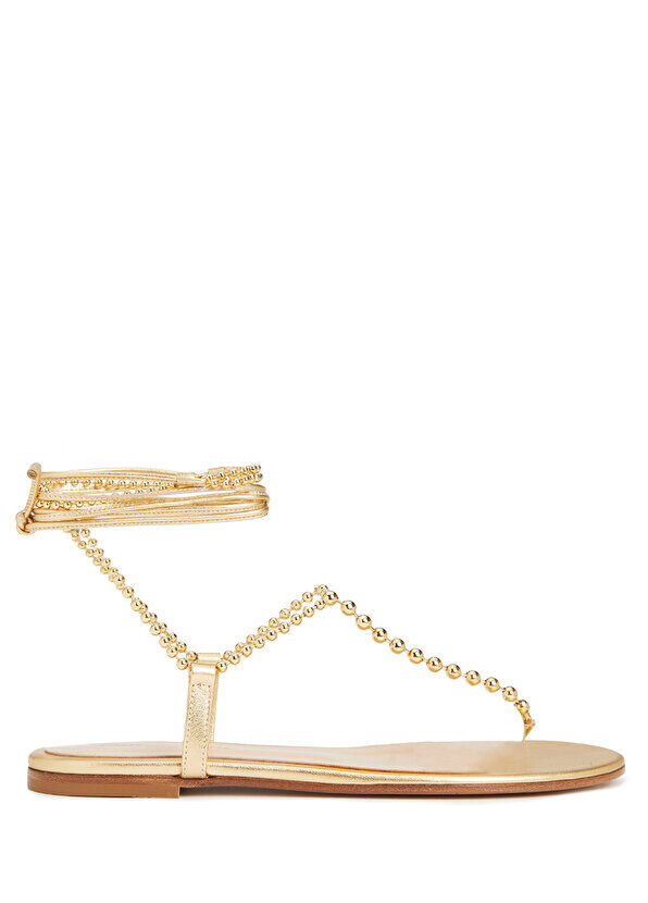 

Золотые женские кожаные сандалии Gianvito Rossi