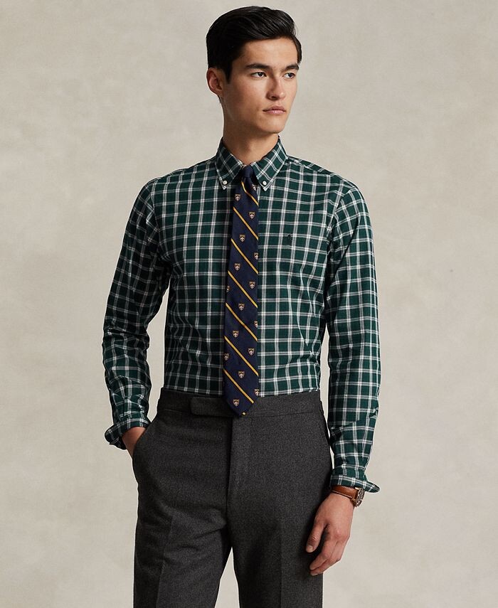 

Мужская рубашка из твила в клетку классического кроя Polo Ralph Lauren, цвет Green/Navy Multi