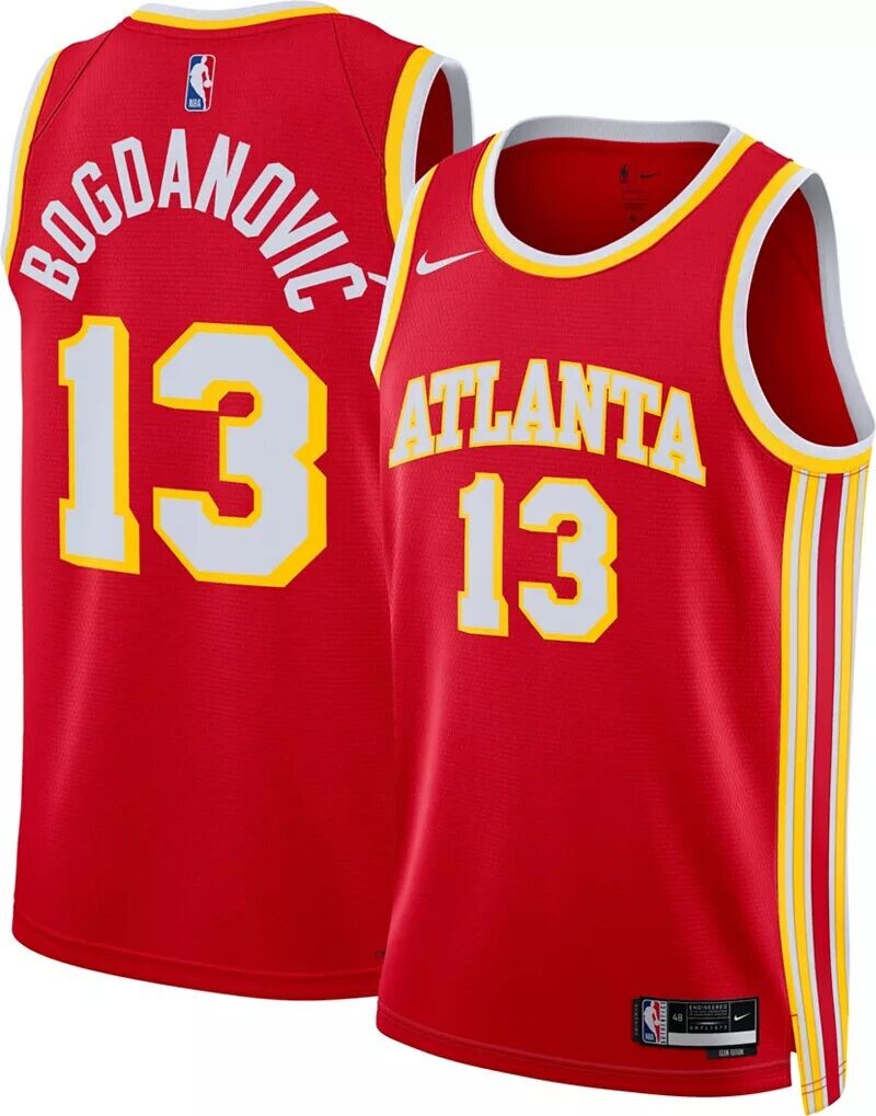 

Мужская красная майка Nike Atlanta Hawks Bogdan Bogdanovic #13 Dri-FIT Swingman