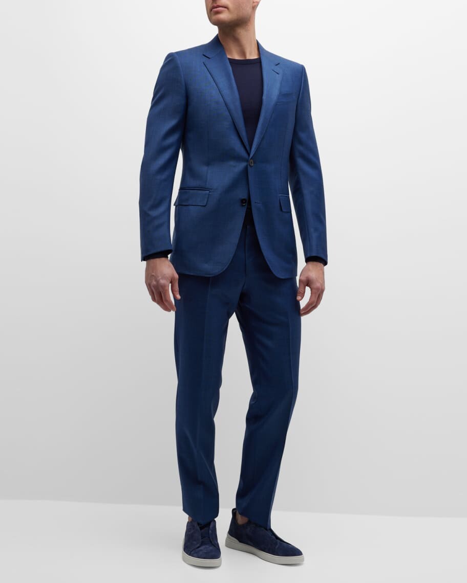 

Мужской однотонный шерстяной костюм классического кроя ZEGNA