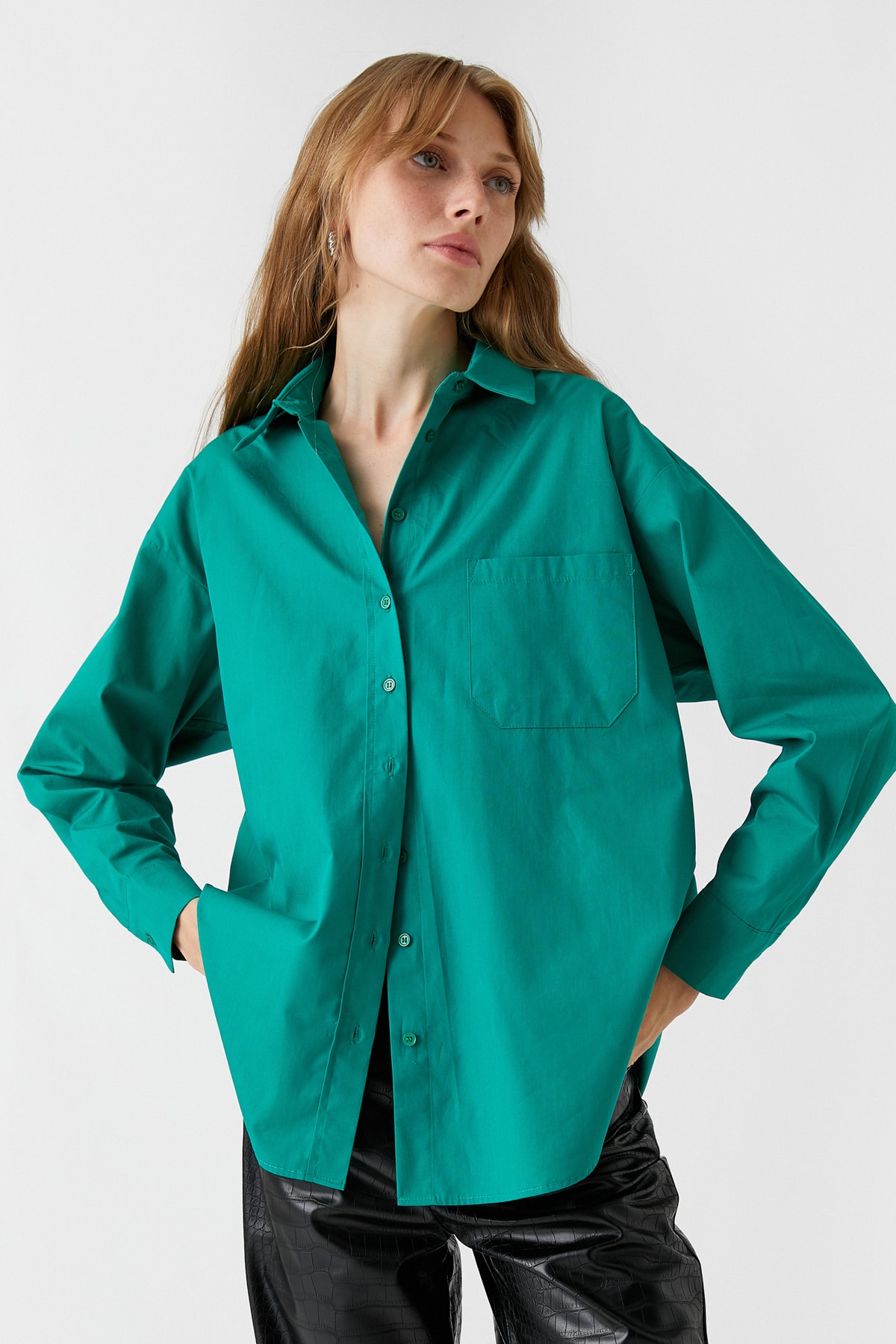 Женская зеленая рубашка Koton, зеленый