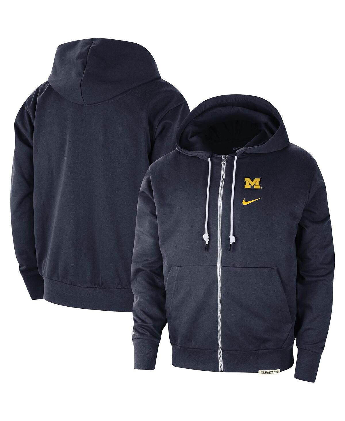 

Мужская темно-синяя толстовка с молнией во всю длину Michigan Wolverines Standard Issue Player Performance Nike, Синий