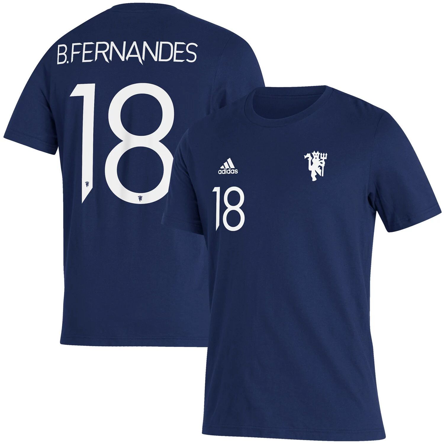 

Мужская футболка adidas Bruno Fernandes Navy Manchester United с усилителем имени и номера