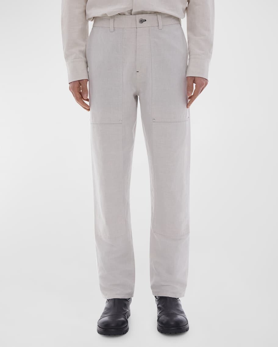 

Мужские брюки Carpenter из хлопково-льняной саржи Helmut Lang, Серый