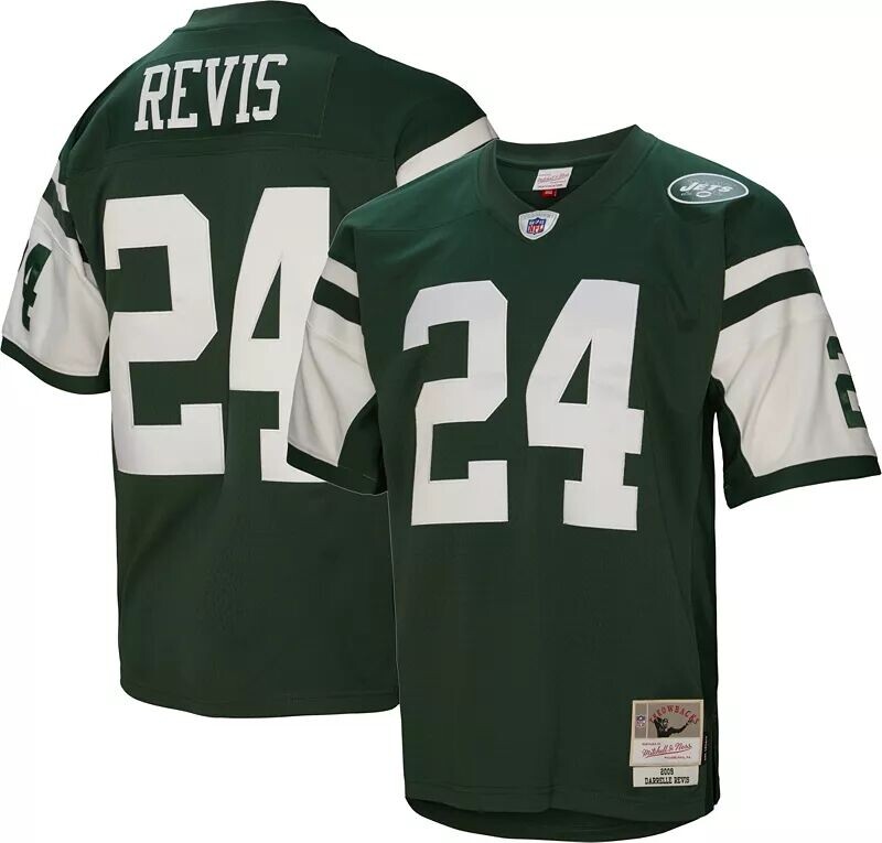 

Мужская джерси Mitchell & Ness New York Jets Даррелл Ревис № 24, 2009, зеленая футболка с возвратом