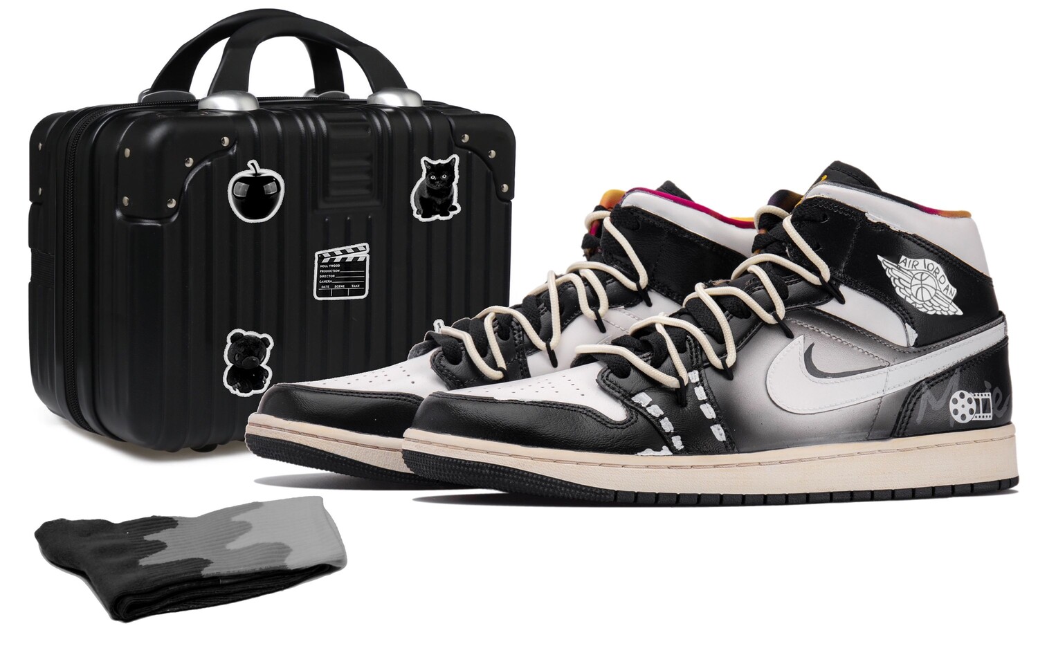 

Кроссовки Air Jordan 1 Vintage Basketball Shoes Men High-top Black/white, черный/белый