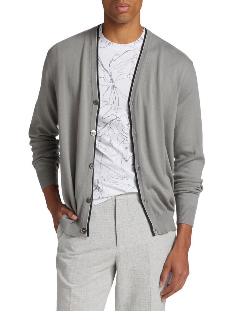 

Хлопковый кардиган с поп-типом Saks Fifth Avenue, цвет Gull