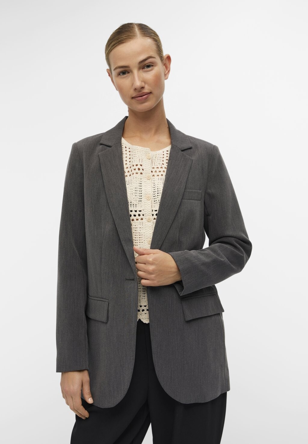

Блейзер Object OBJSIGRID L/S NOOS, цвет medium grey melange