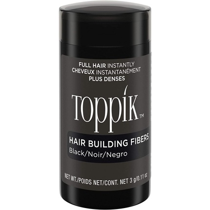 Toppik Hair Building Fibers Powder Black 3g Bottle - Мгновенный разглаживающий консилер для мужчин и женщин