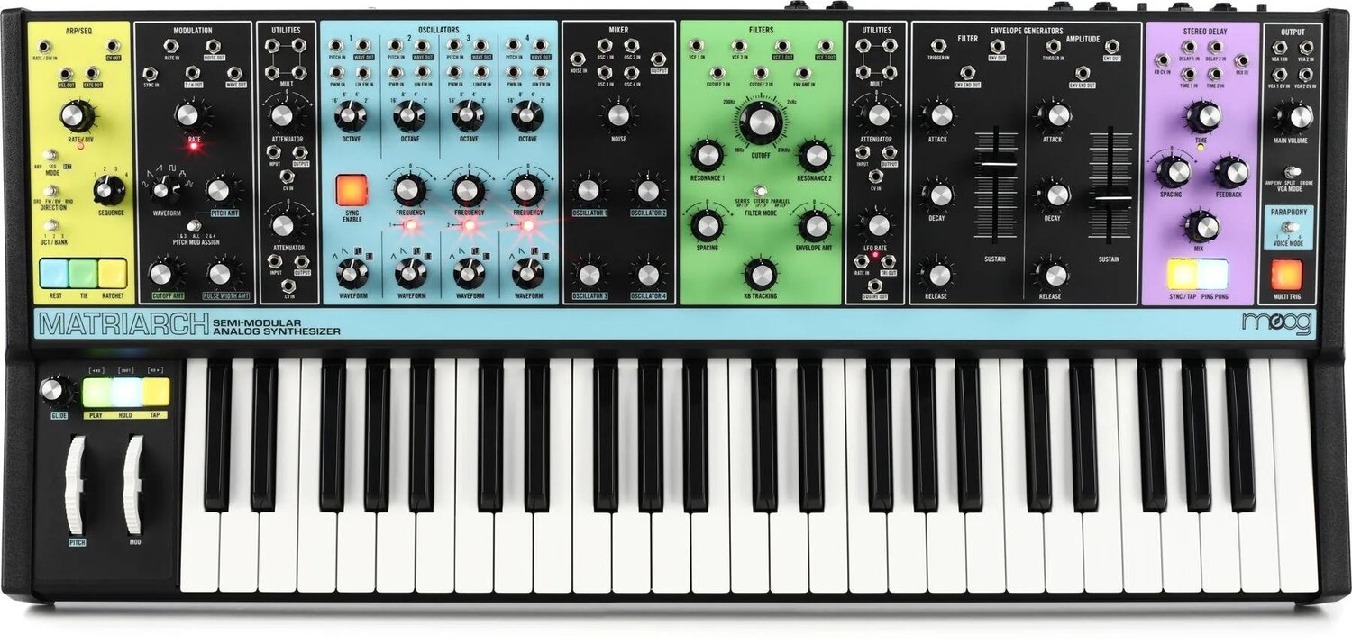 

Полумодульный аналоговый синтезатор и пошаговый секвенсор Moog Matriarch