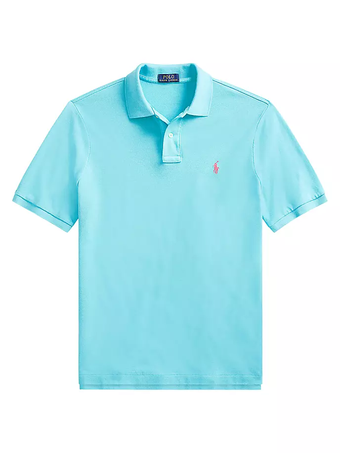 цена Облегающая футболка-поло из хлопковой сетки на заказ Polo Ralph Lauren, цвет french turtle