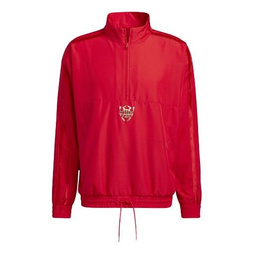 Куртка adidas Cny Dm Po Basketball Casual Sports Half Zipper Jacket Red, красный