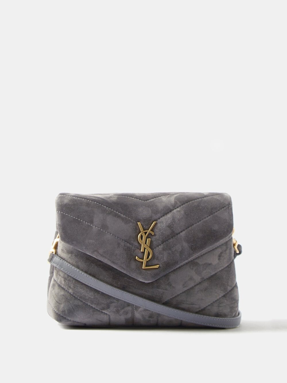 

Стеганая замшевая сумка через плечо loulou toy Saint Laurent, серый