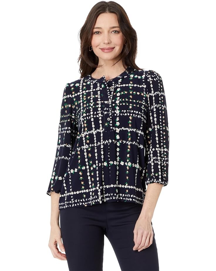 

Топ Tommy Hilfiger 3/4 Sleeve Ditsy Floral Popover, цвет Sky Captain Multi