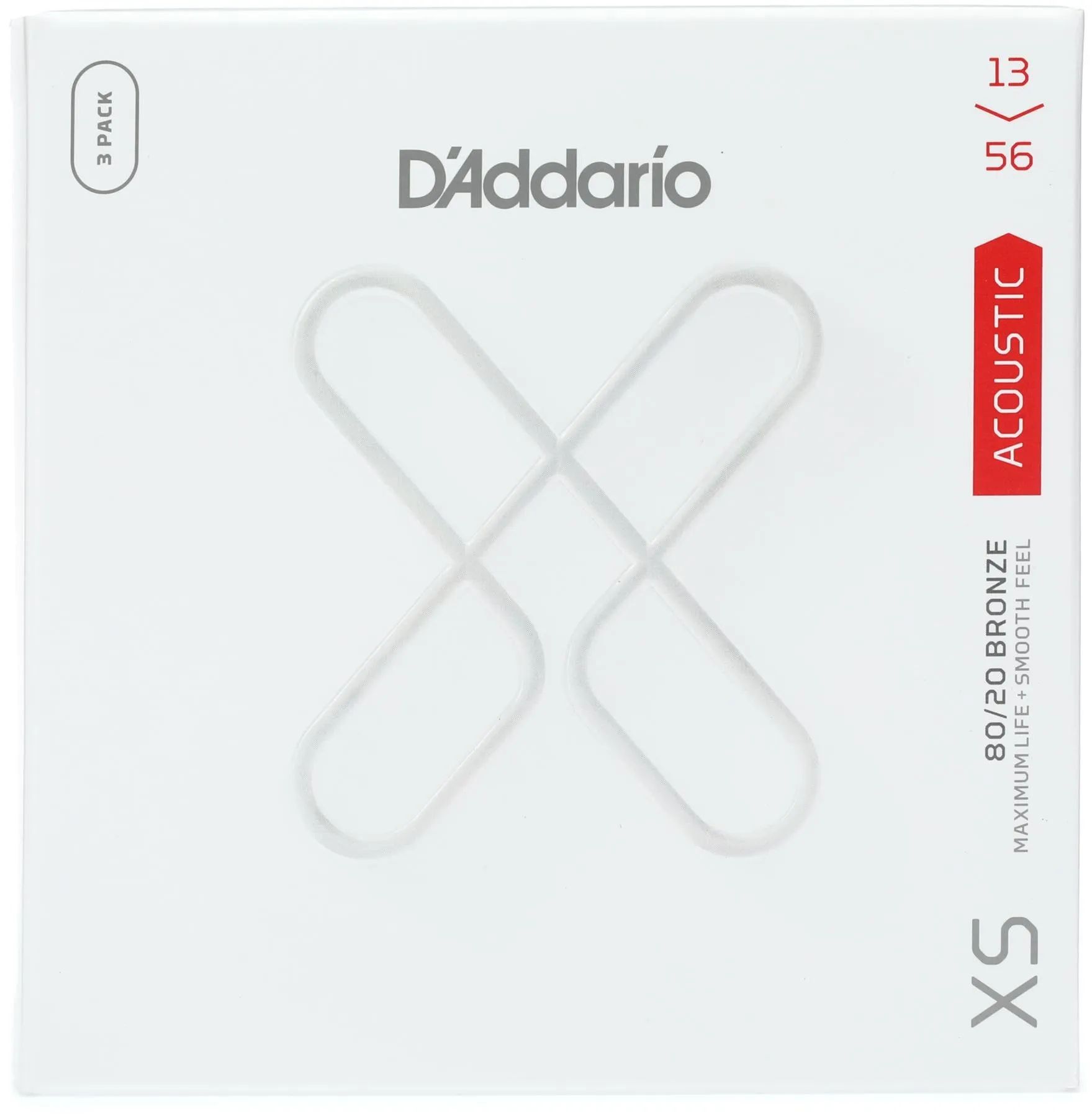 

Струны для акустической гитары D'Addario XSABR1356 XS 80/20, бронзовые, .013-.056, средние (3 шт.)