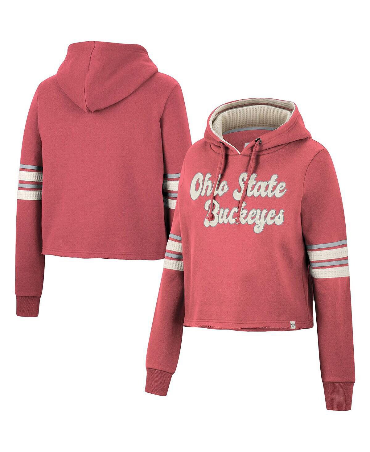 

Женский укороченный пуловер с капюшоном в стиле ретро Scarlet Ohio State Buckeyes Colosseum