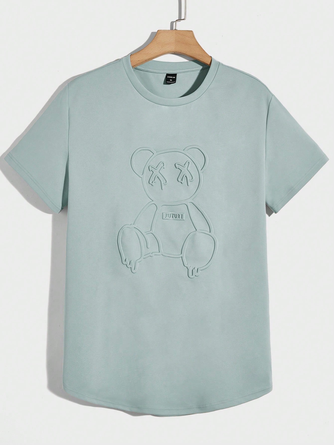 Мужская вязаная футболка Manfinity Hypemode с короткими рукавами и прессованным мишкой, мятно-зеленый