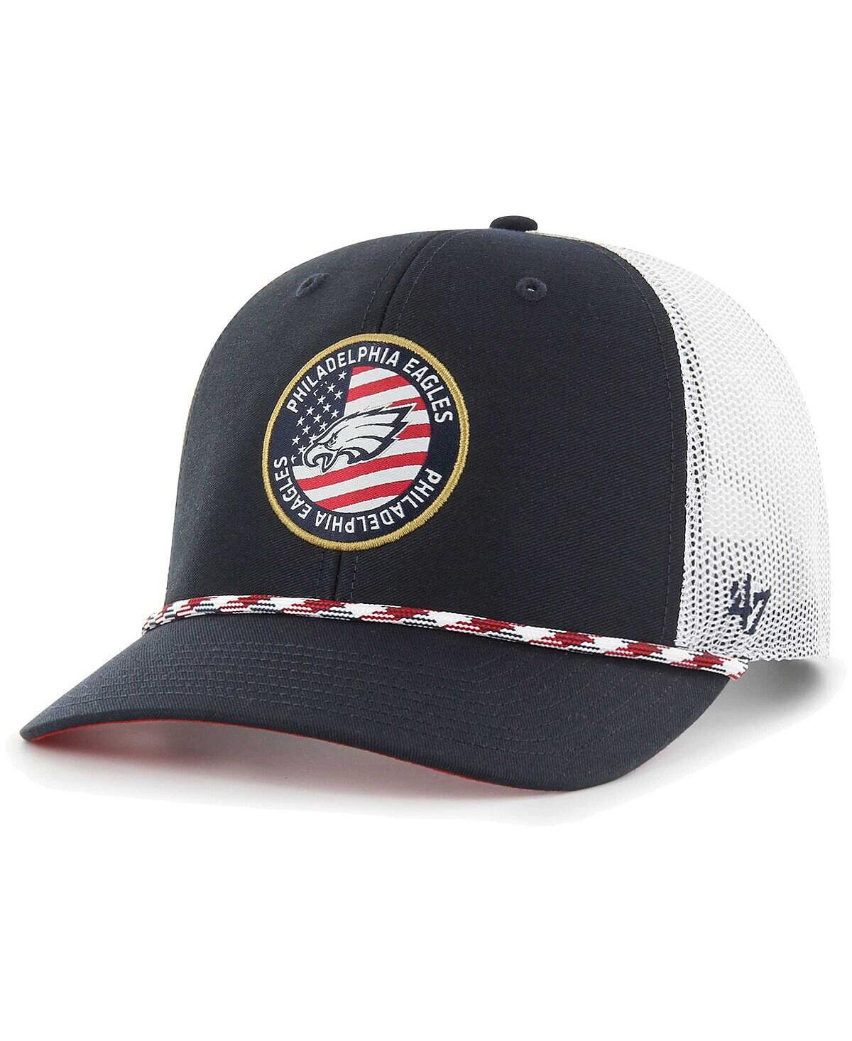 

Мужская темно-синяя, белая регулируемая шляпа с нашивкой Philadelphia Eagles Union Trucker '47 Brand