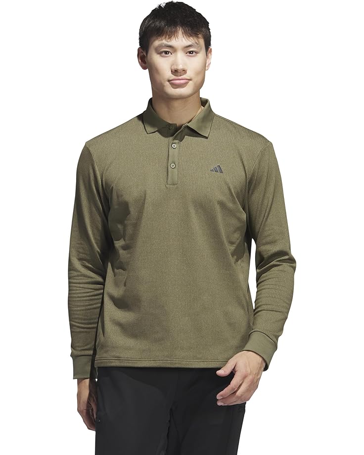 Поло adidas Golf Essentials Long Sleeve Shirt, цвет Olive Strata Melange