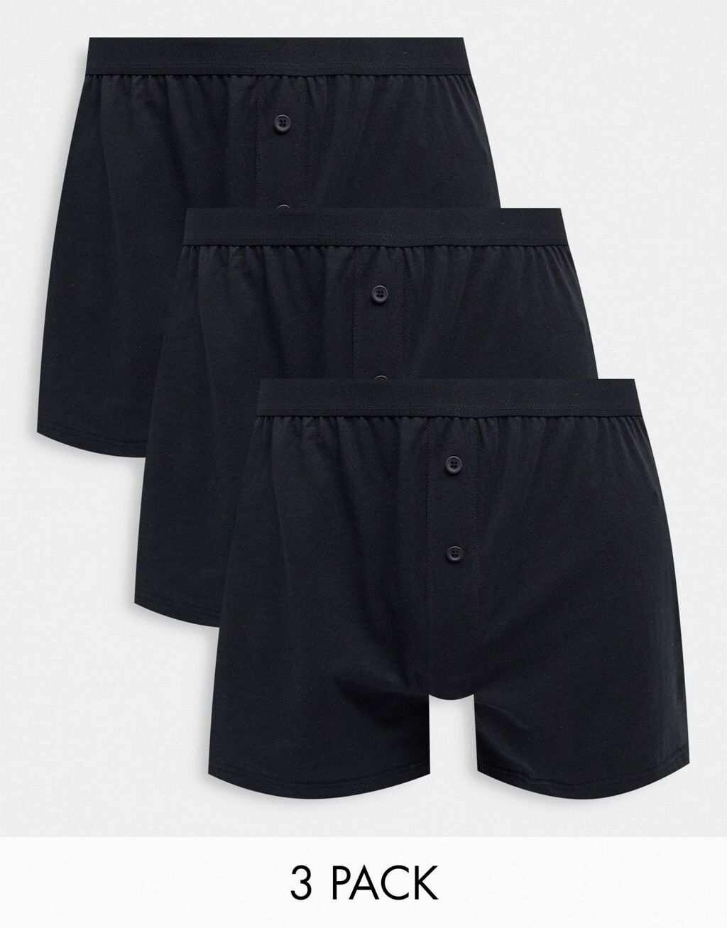 

Три пары черных боксеров из джерси ASOS DESIGN