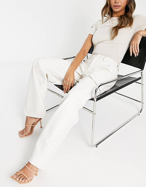 

Белые брюки карго из искусственной кожи ASOS DESIGN, Белый