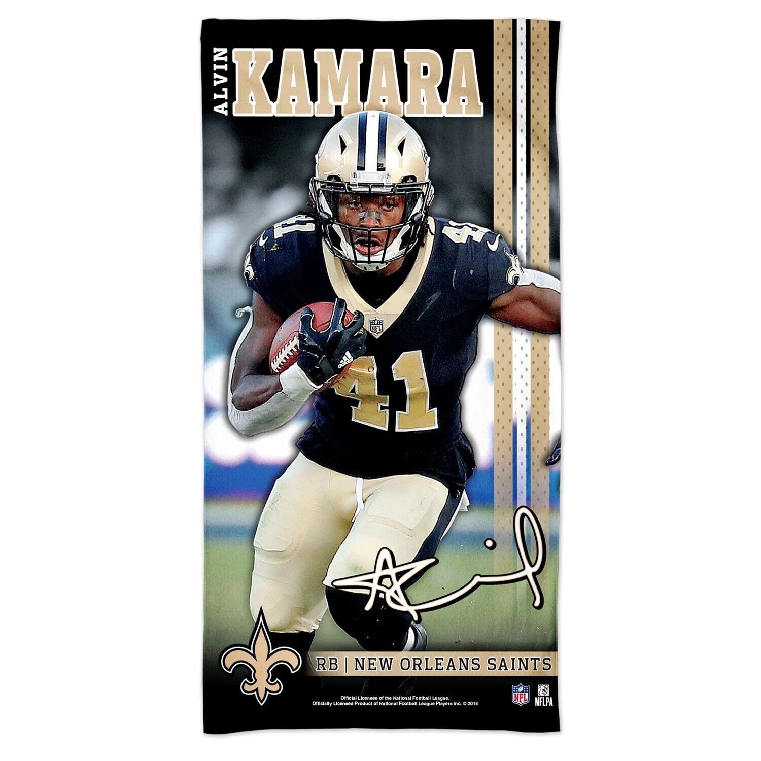 

WinCraft Alvin Kamara New Orleans Saints 30 x 60 дюймов Пляжное полотенце Spectra Player