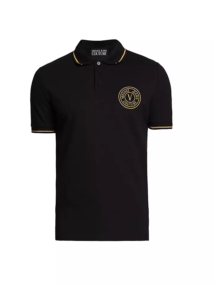 

рубашка-поло с вышитым логотипом Versace Jeans Couture, цвет black gold