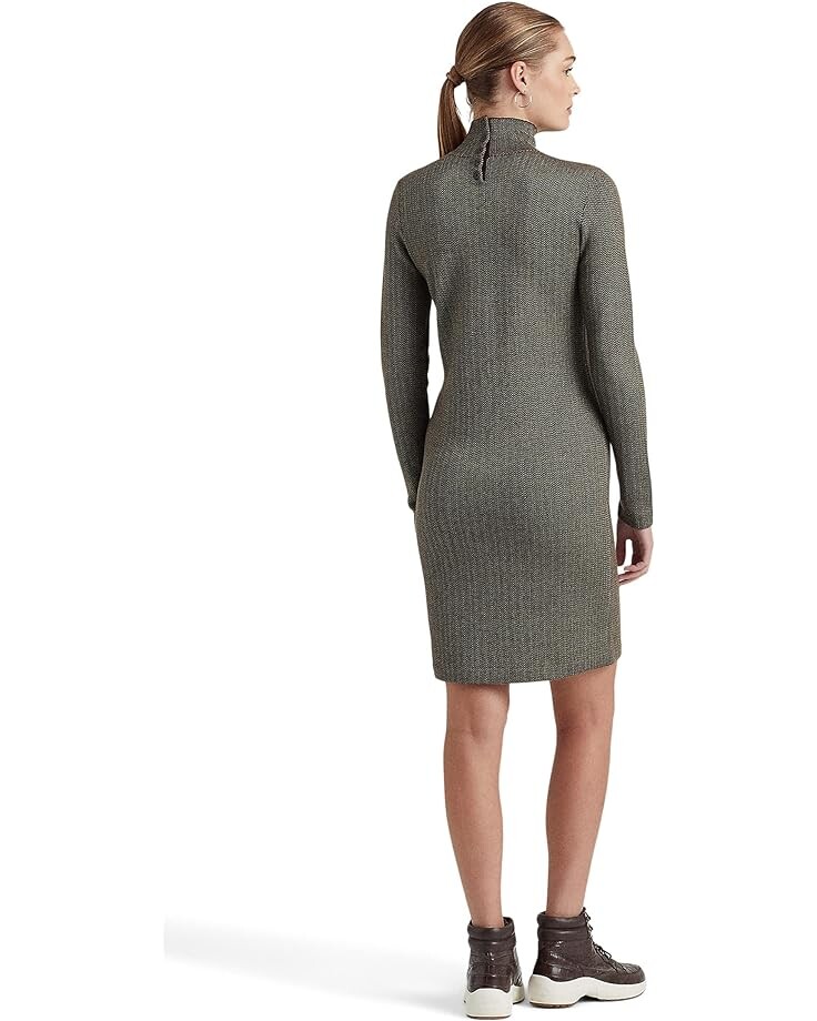 

Платье LAUREN Ralph Lauren Petite Faux Leather Trim Merino Wool Sweaterdress, мульти