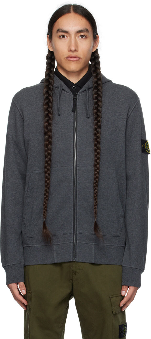 

Серый худи на молнии Stone Island