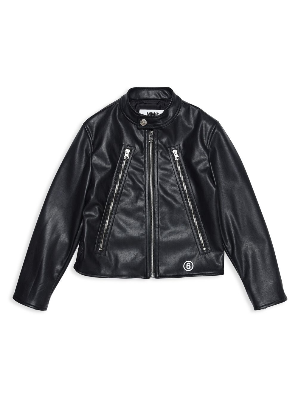

Детская байкерская куртка из искусственной кожи MM6 Maison Margiela, черный