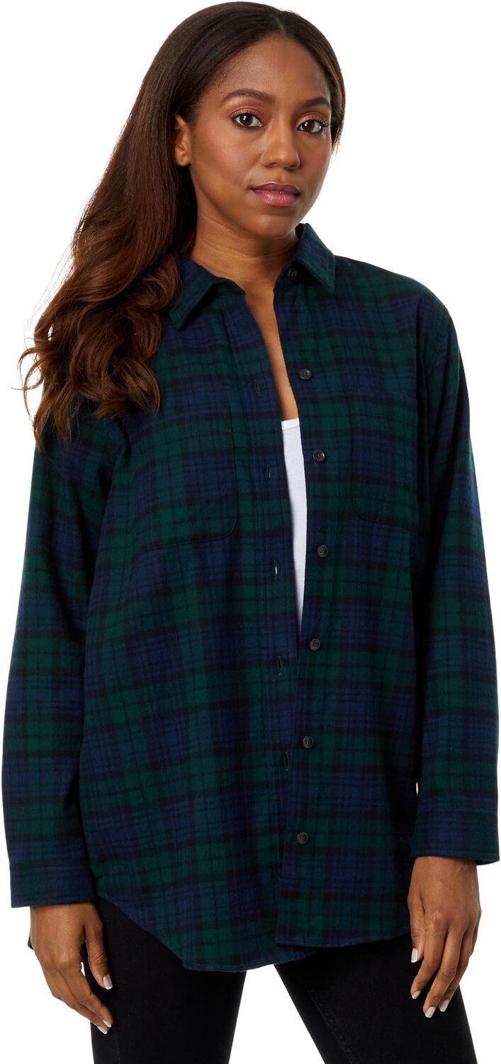 

Рубашка Petite Scotch Plaid Flannel Tunic L.L.Bean, цвет Black Watch