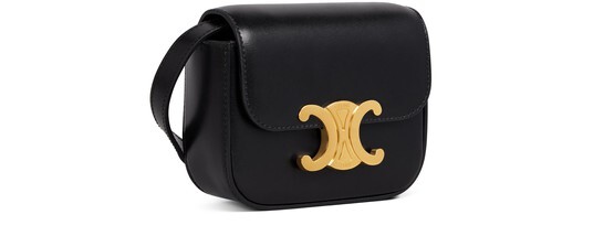 

Mini Triomphe из блестящей телячьей кожи. Celine, черный