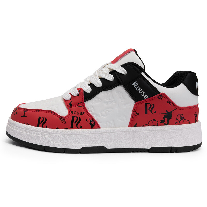 

Кроссовки Loz Skateboarding Shoes Unisex Low-top White/Red, белый/красный