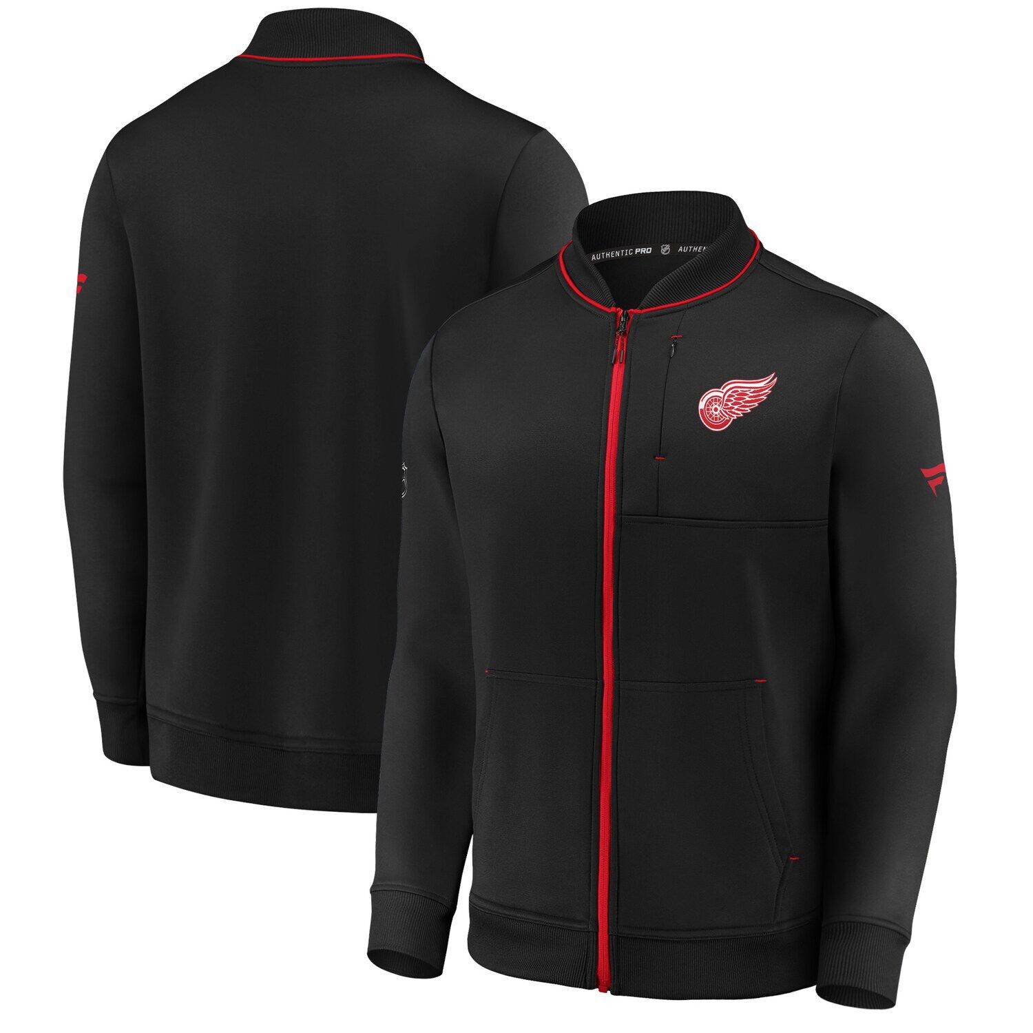 

Мужская фирменная черная куртка Detroit Red Wings Authentic Pro Locker Room с молнией во всю длину Fanatics, Черный