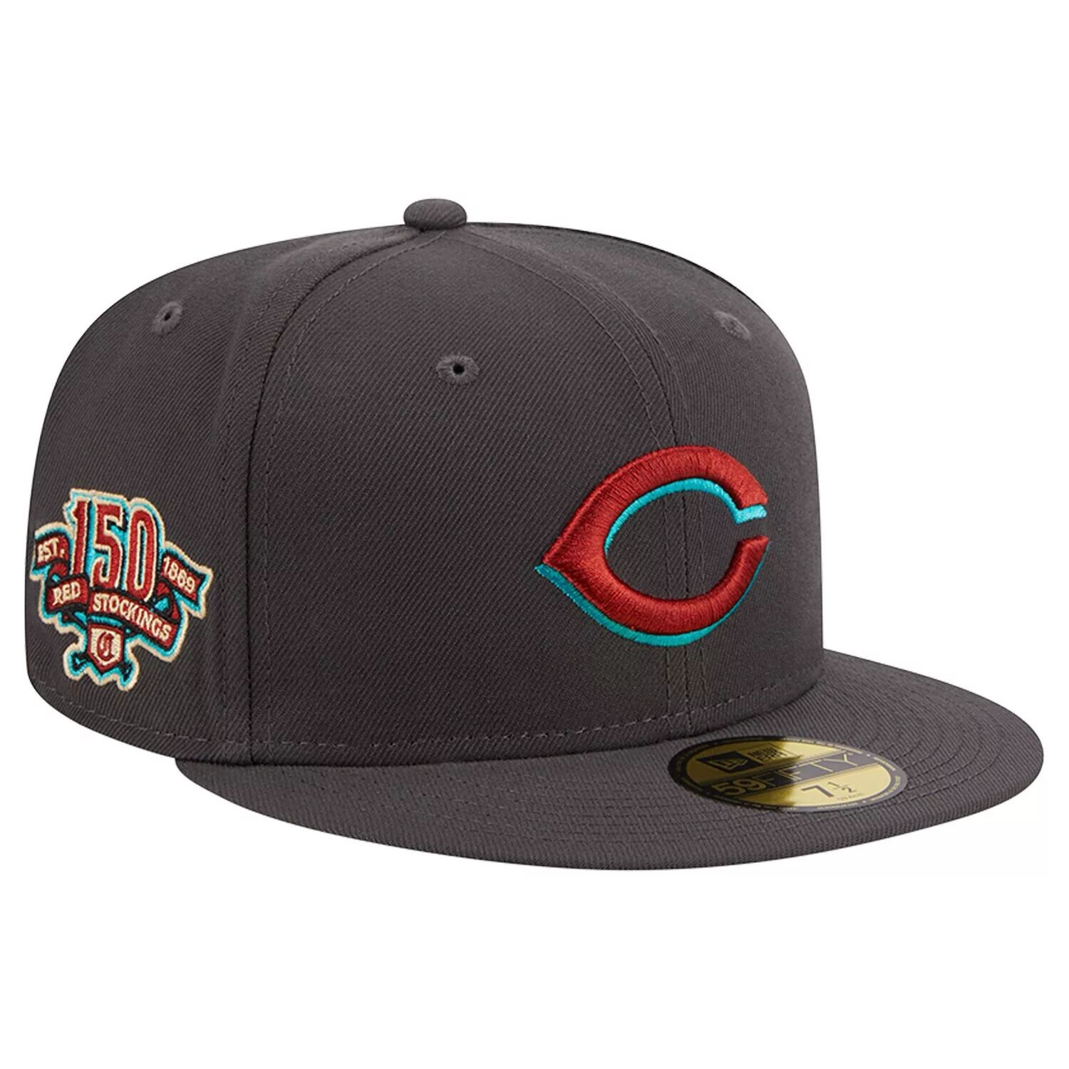 

Мужская приталенная шляпа New Era Graphite Cincinnati Reds с принтом 59FIFTY