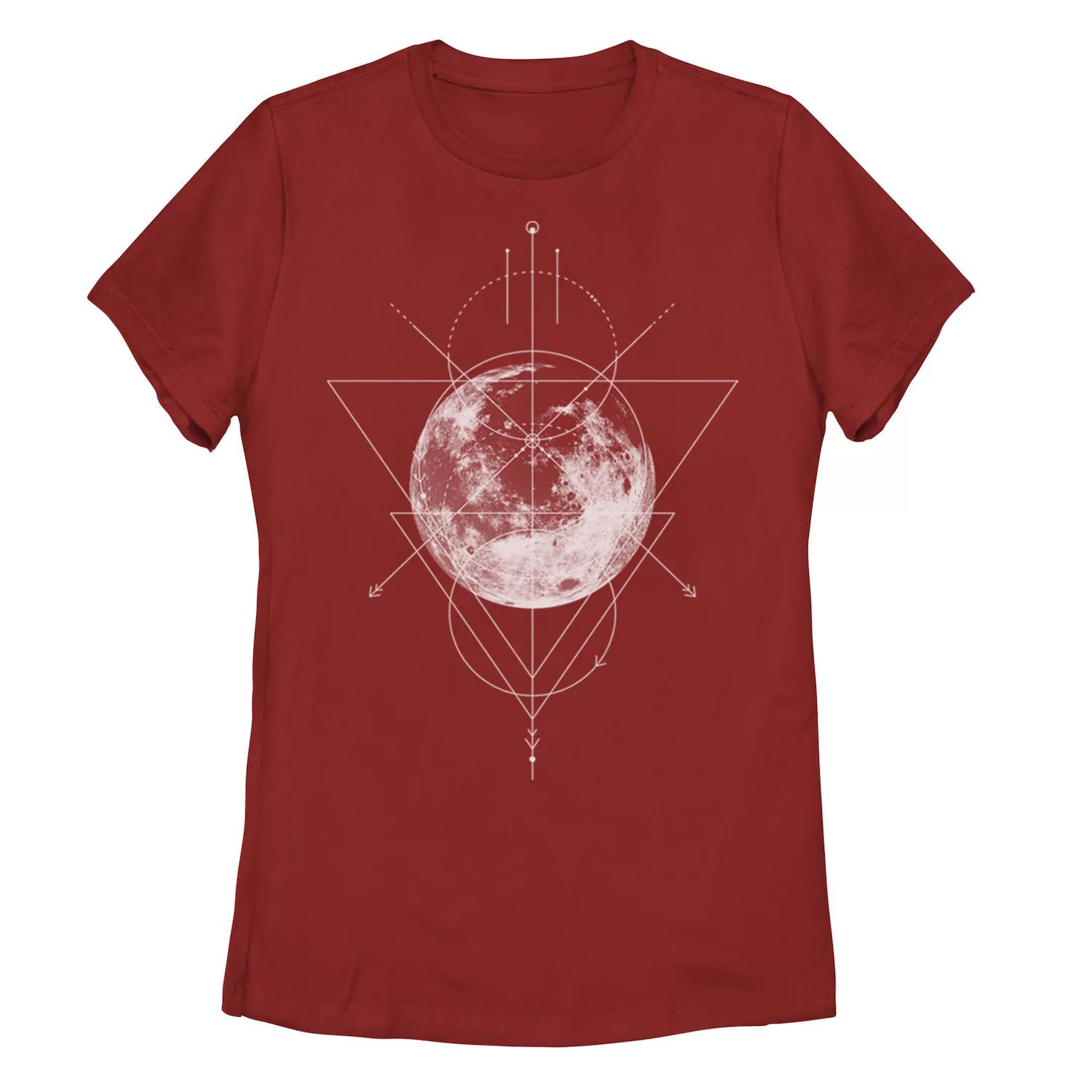 Детская футболка с геометрическим рисунком Луны и Галактики, красный