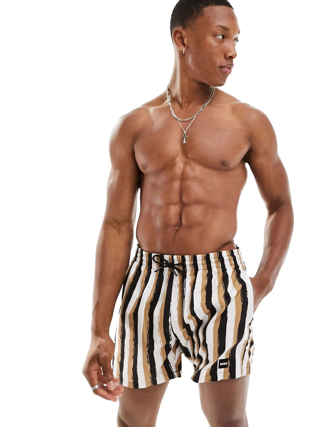 

Бежевые шорты BOSS fyn Stripe BOSS