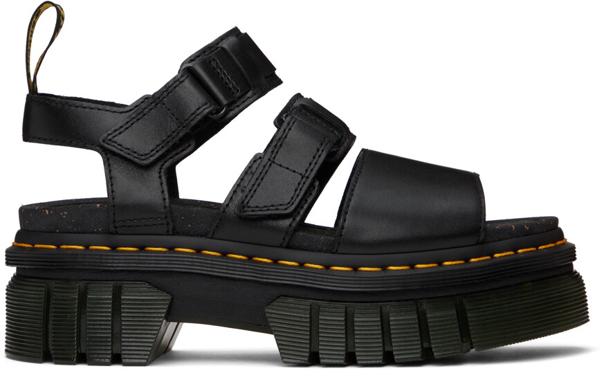 

Черные кожаные сандалии на платформе с тремя ремешками Ricki Dr. Martens