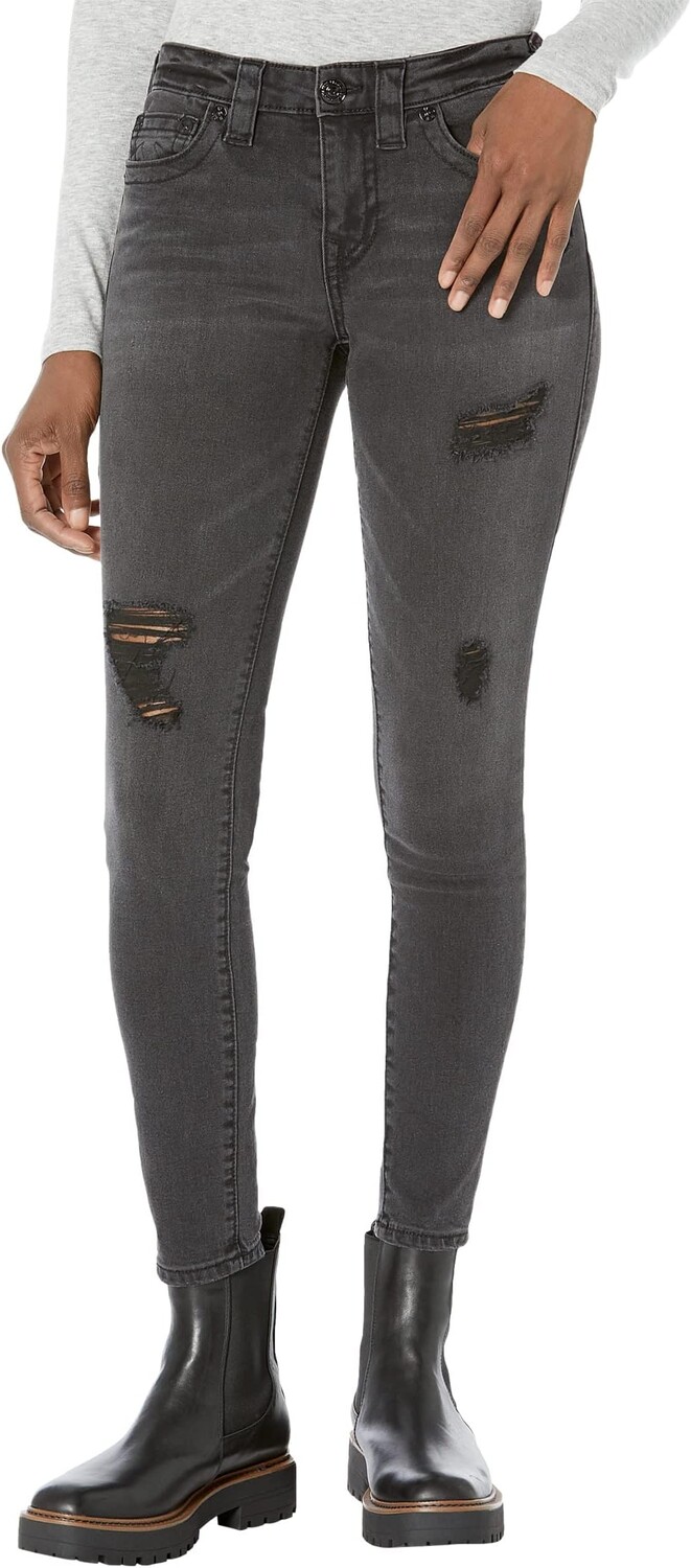 

Джинсы Crystal Halle Mid-Rise Super Skinny in 5am Light Destroyed True Religion, цвет 5am Light Destroyed