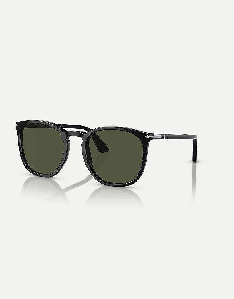 

Черные круглые солнцезащитные очки Persol po3316s с зелеными линзами