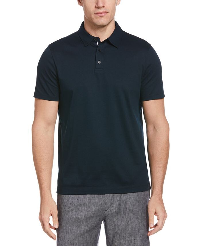 

Мужская однотонная рубашка-поло интерлок стрейч Perry Ellis, цвет Dark Sapphire