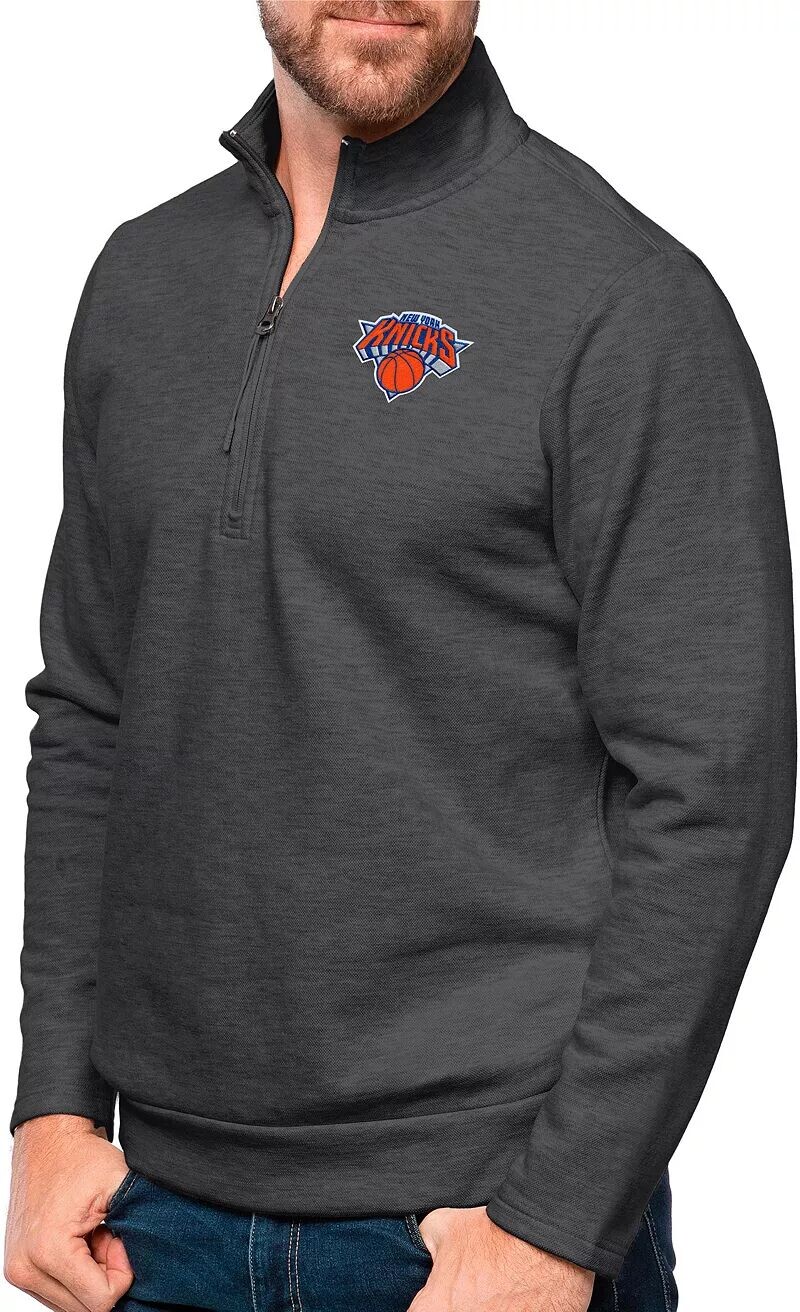 

Мужской флисовый джемпер Antigua New York Knicks Charcoal Heather Gambit, молния ¼