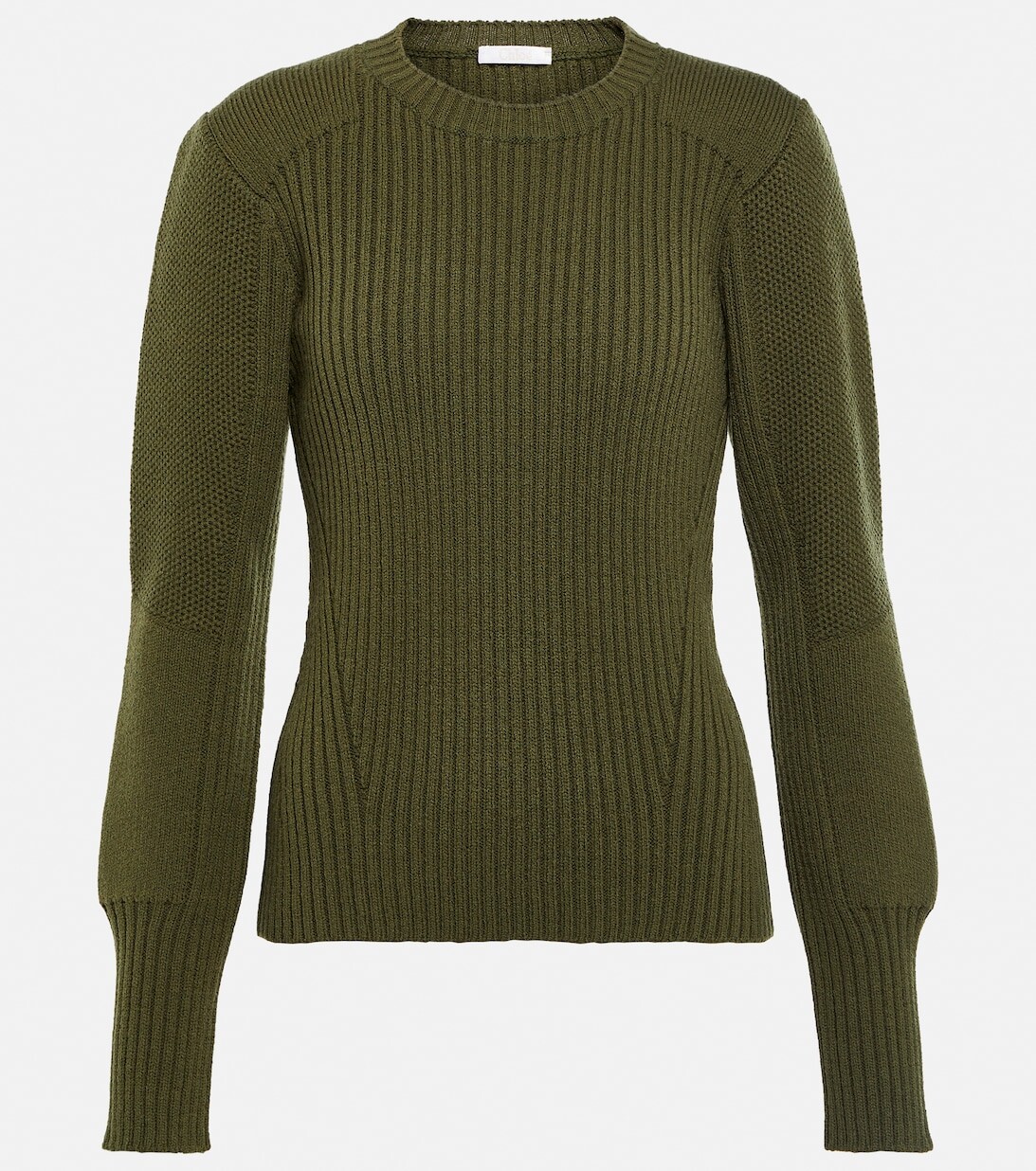 

Шерстяной свитер в рубчик CHLOÉ, зеленый