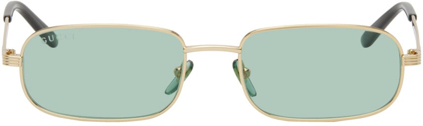 

Золотые прямоугольные солнцезащитные очки Gucci
