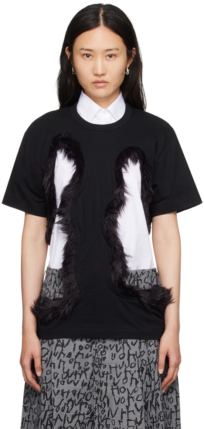 

Черная футболка с вырезом Comme des Garçons, Черный