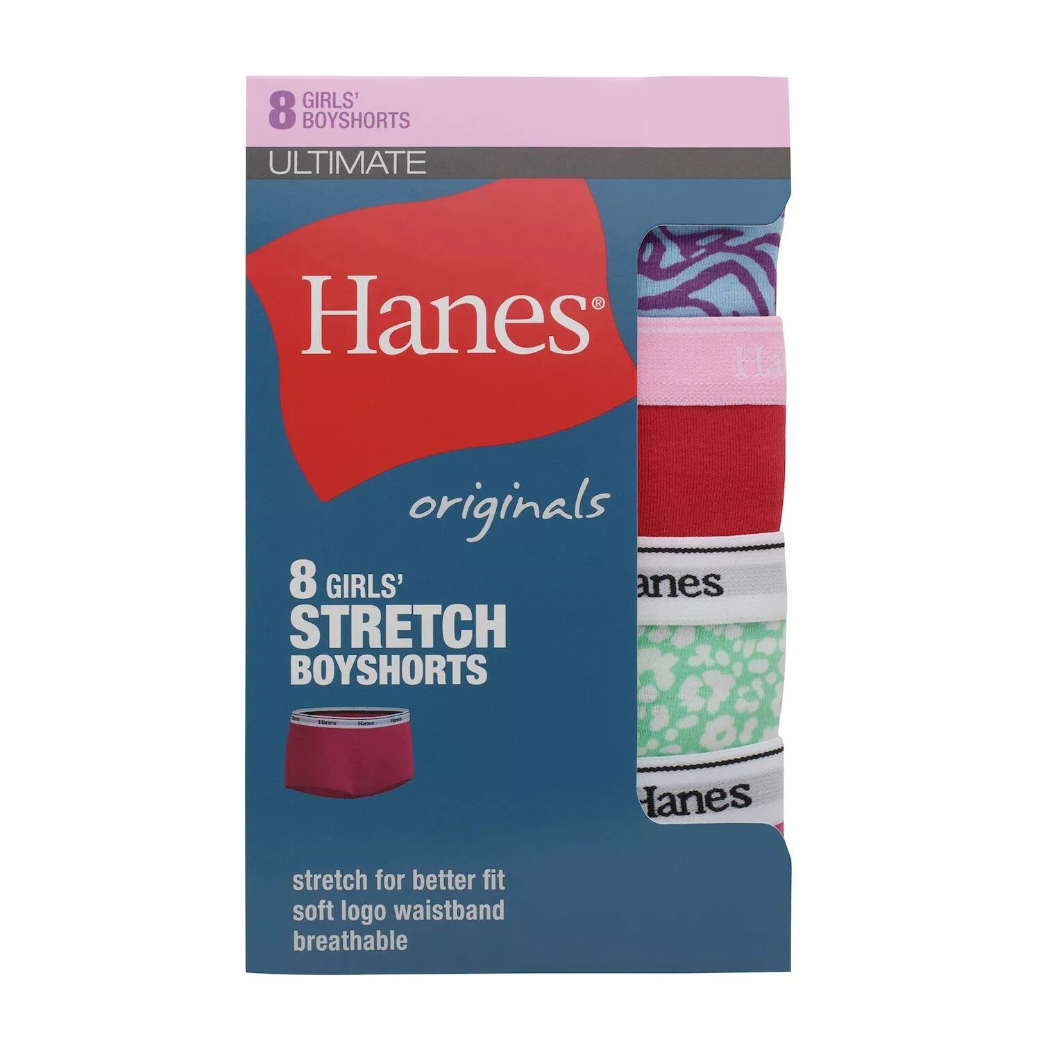 

Девочки 6–16 лет Hanes Originals Ultimate, 8 шт., шорты для мальчиков Hanes