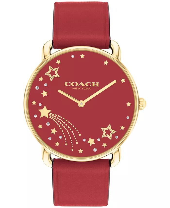 

Женские часы Elliot с красным кожаным ремешком, 36 мм COACH, красный