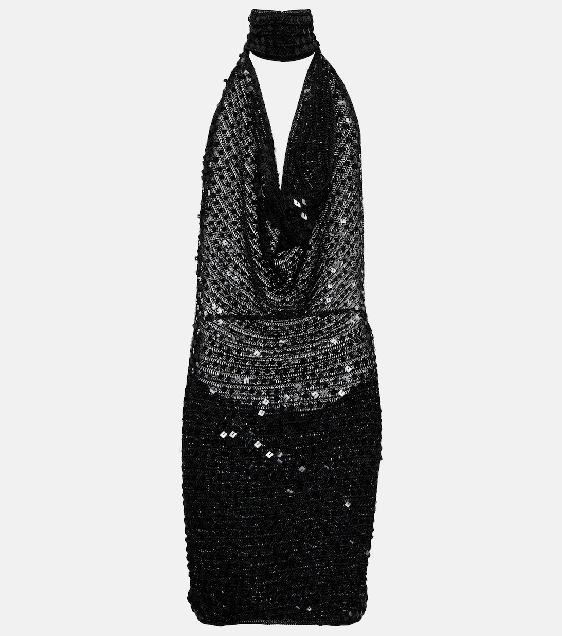 Мини-платье Tipo с пайетками и вырезом халтер AYA MUSE, черный
