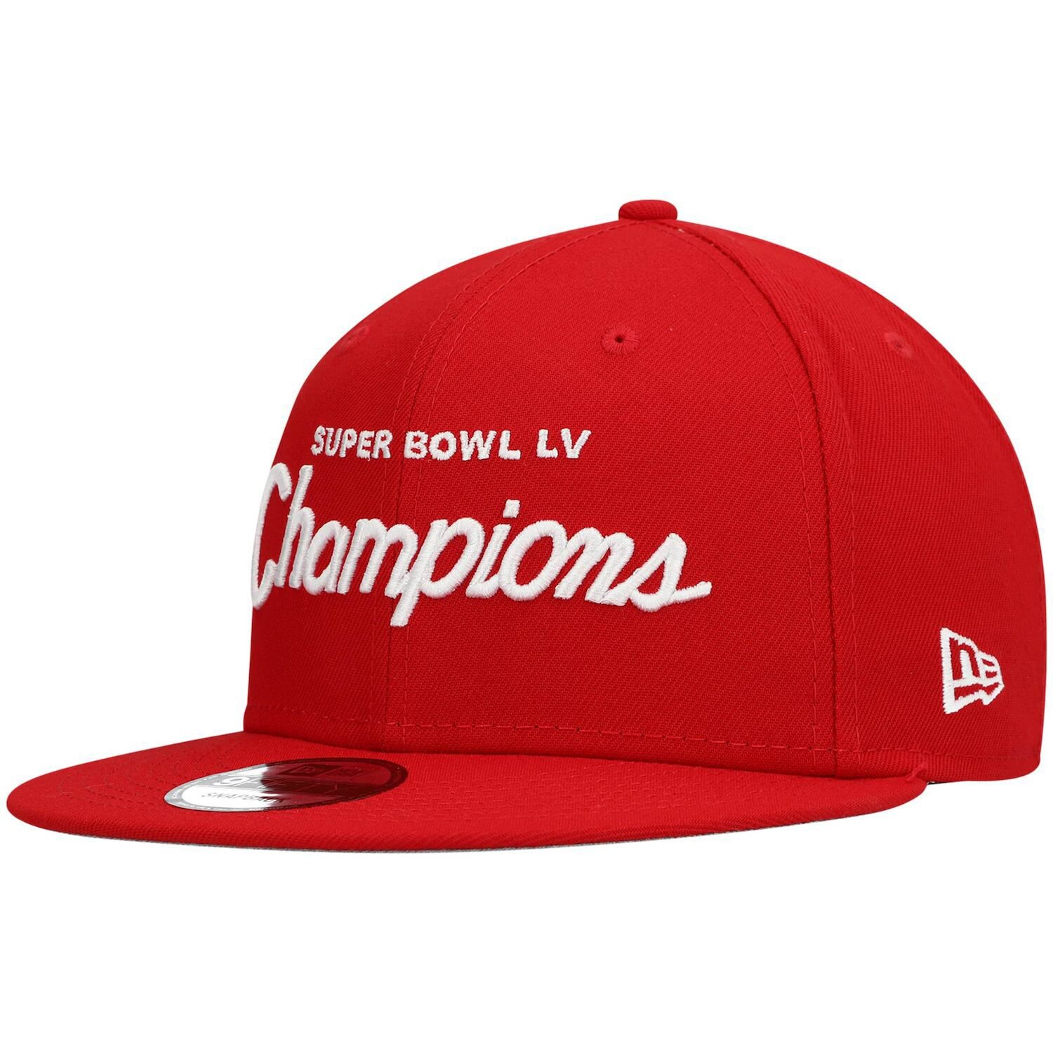 

Мужская кепка New Era Red Tampa Bay Buccaneers Super Bowl LV Champions Retro Script 9FIFTY Snapback Hat