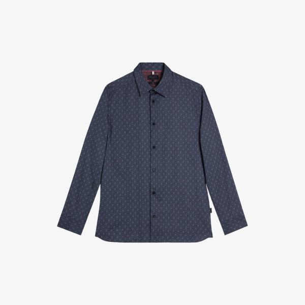 

Рубашка прямого кроя Pavia из эластичного хлопка с принтом звезд Ted Baker, темно-синий